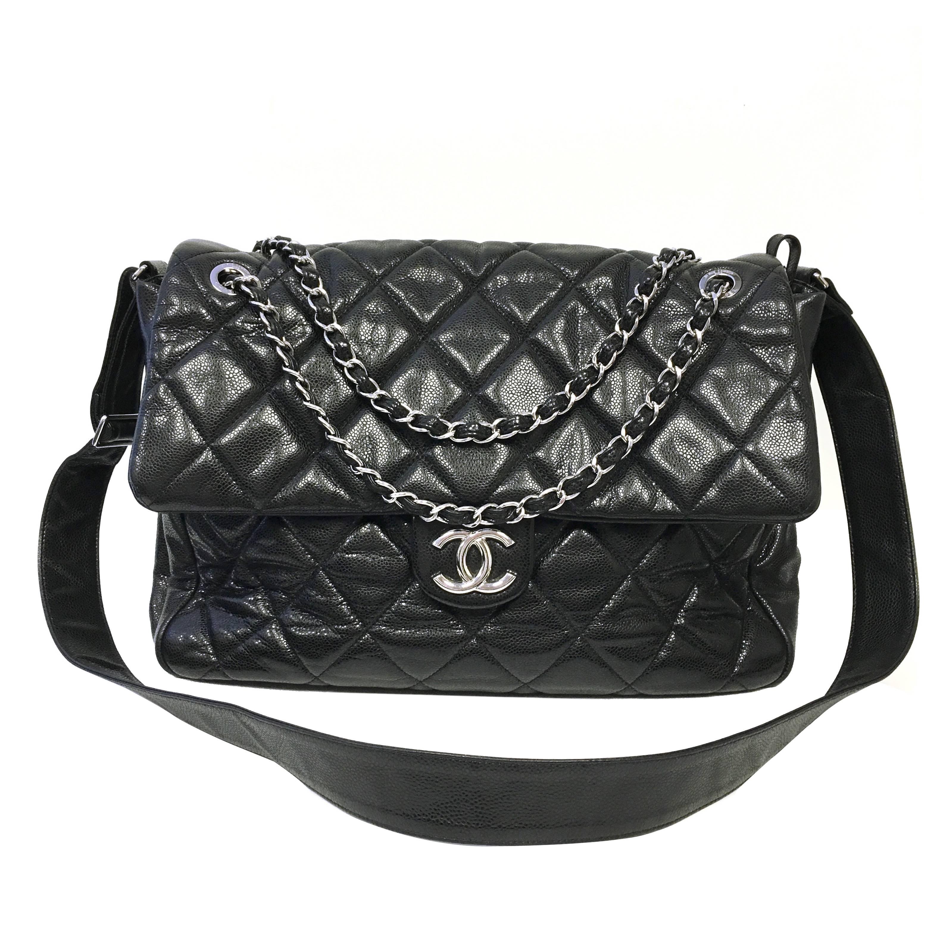 CHANEL Black Quilted Caviar Spirit Maxi Messenger Bag at 1stDibs chanel messenger bag, chanel