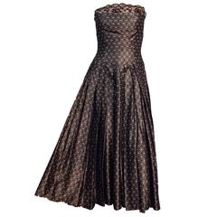 50s Woven Pale Pink and Grey Check Cocktail Dress with Lace Trim 12