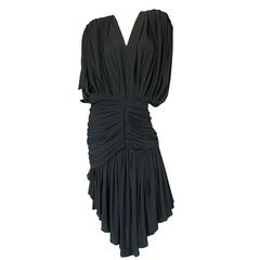 Vintage 1980s Gray Norma Kamali Jersey Dress & Shawl Set