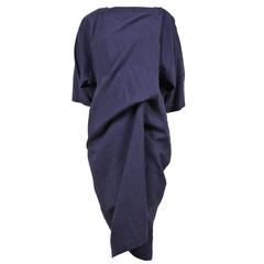 1980
s ISSEY MIYAKE indigo cotton draped long jacket