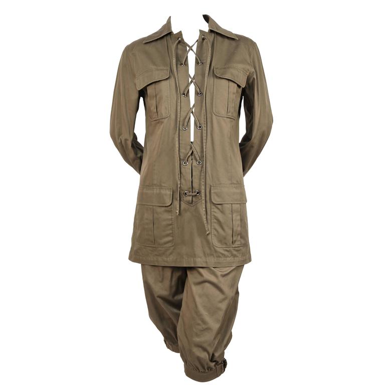 Iconic YVES SAINT LAURENT Saharienne khaki tunic safari suit at 1stDibs   ysl safari suit, saharienne yves saint laurent vintage, kariba suit for sale