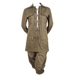 Vintage Iconic YVES SAINT LAURENT "Saharienne" khaki tunic safari suit