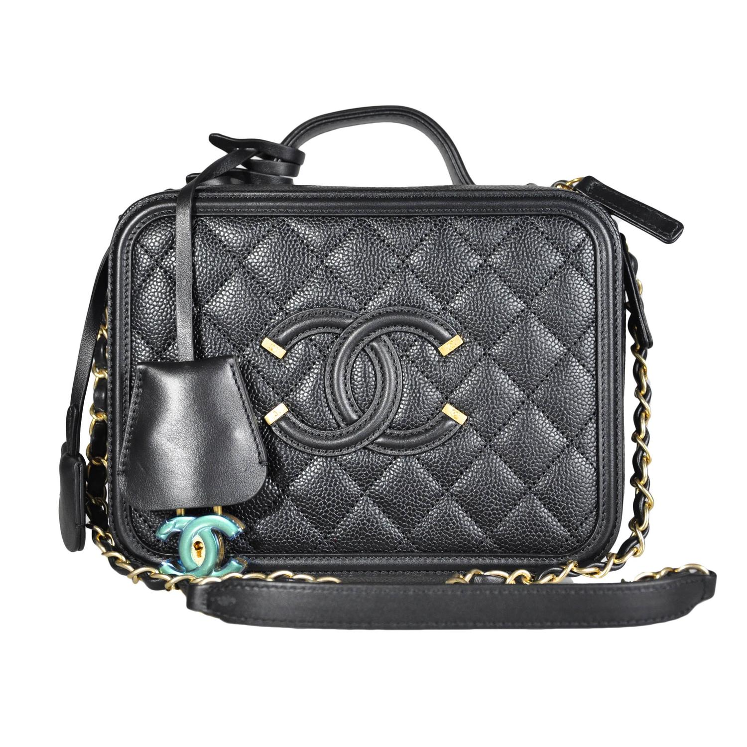 Chanel 2016 Black Leather Reinvented Small Vanity Case New at 1stdibs