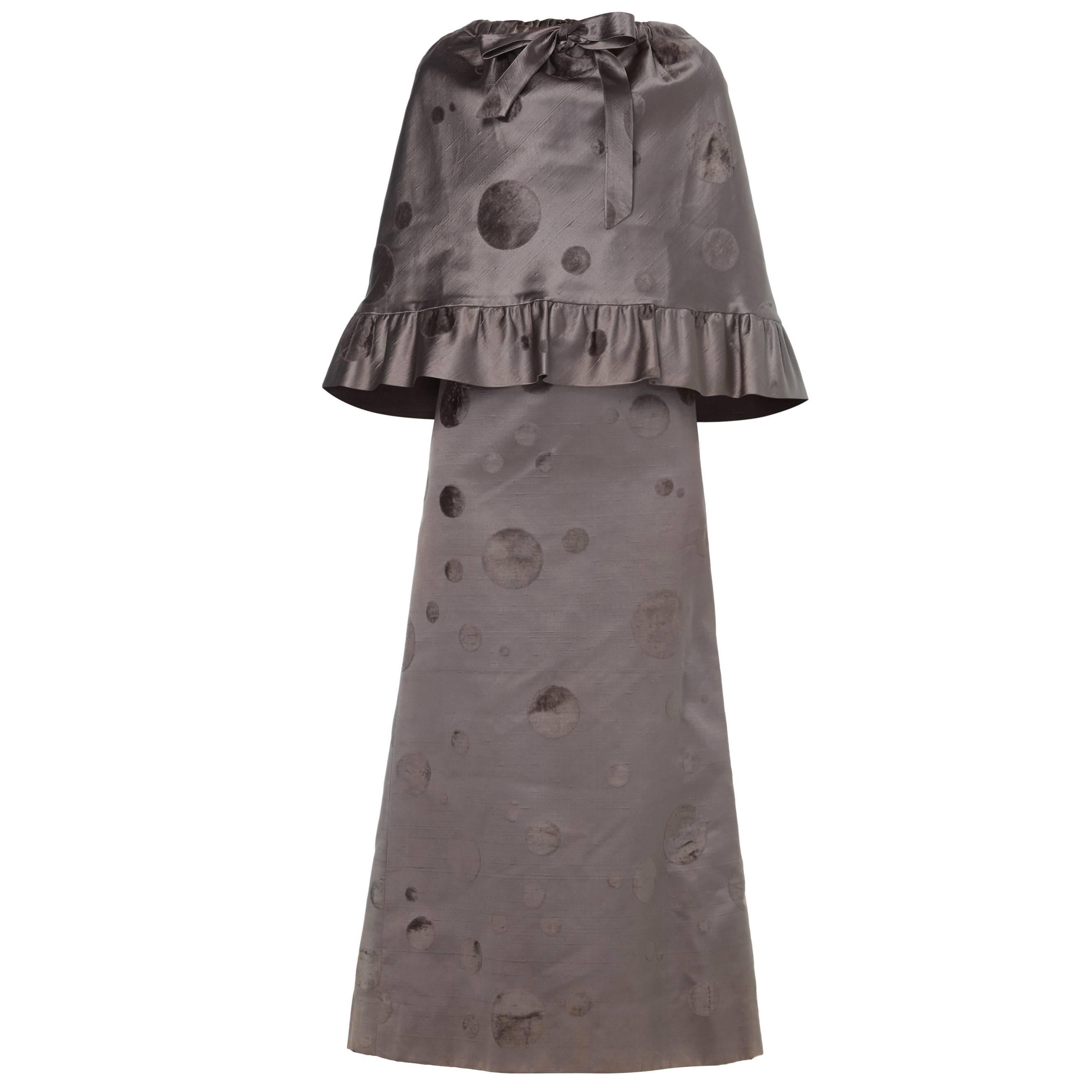 Pierre Cardin grey dress & cape, circa 1969 For Sale