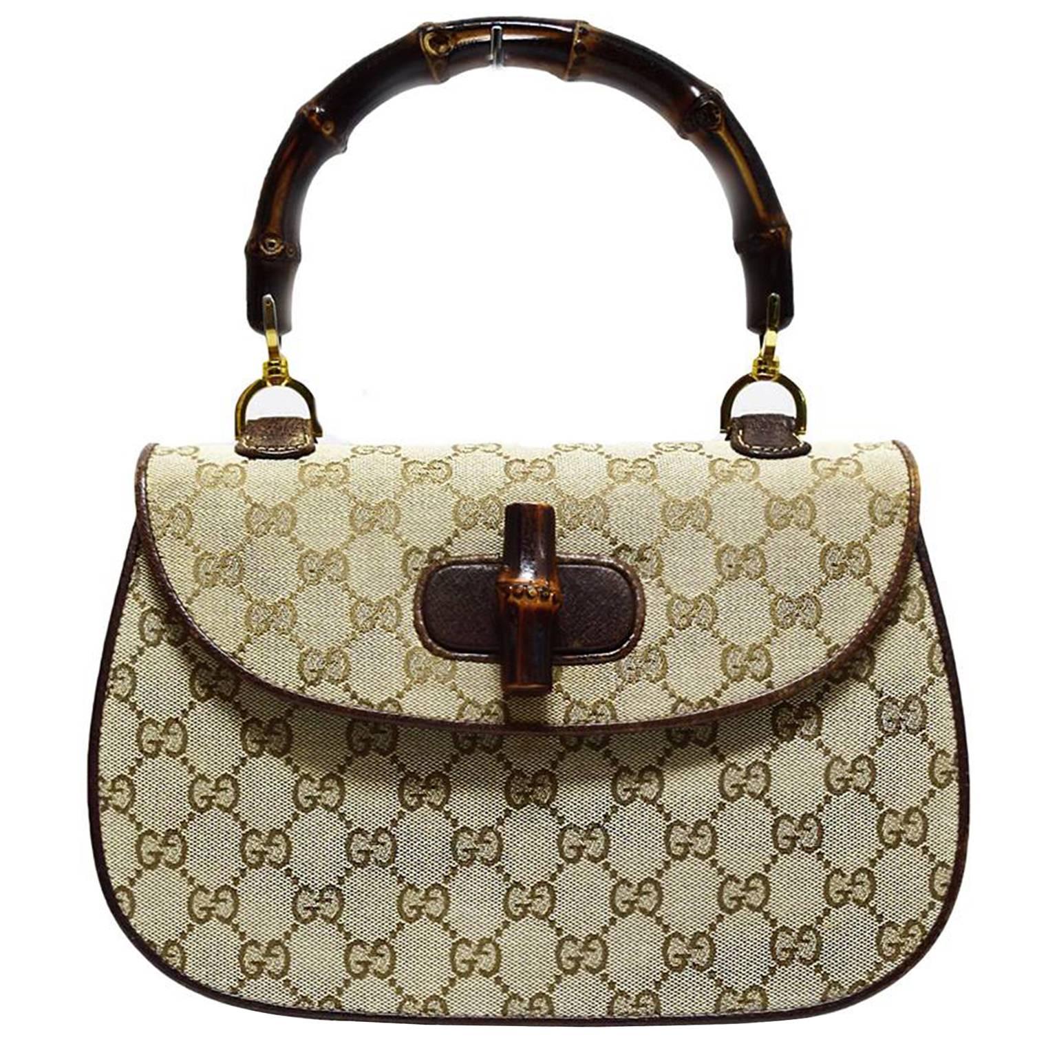Gucci Original Vintage Bamboo Classic Handbag For Sale