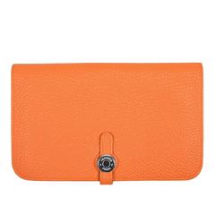 Hermes Togo "Capucine Orange" Leather Dogon Combo Wallet