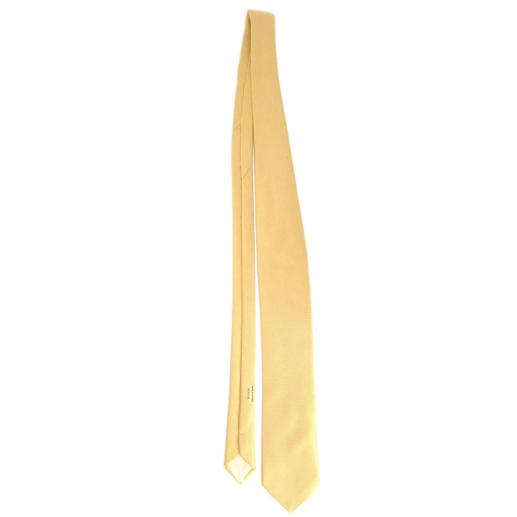 Hermes Gold Woven Silk Tie