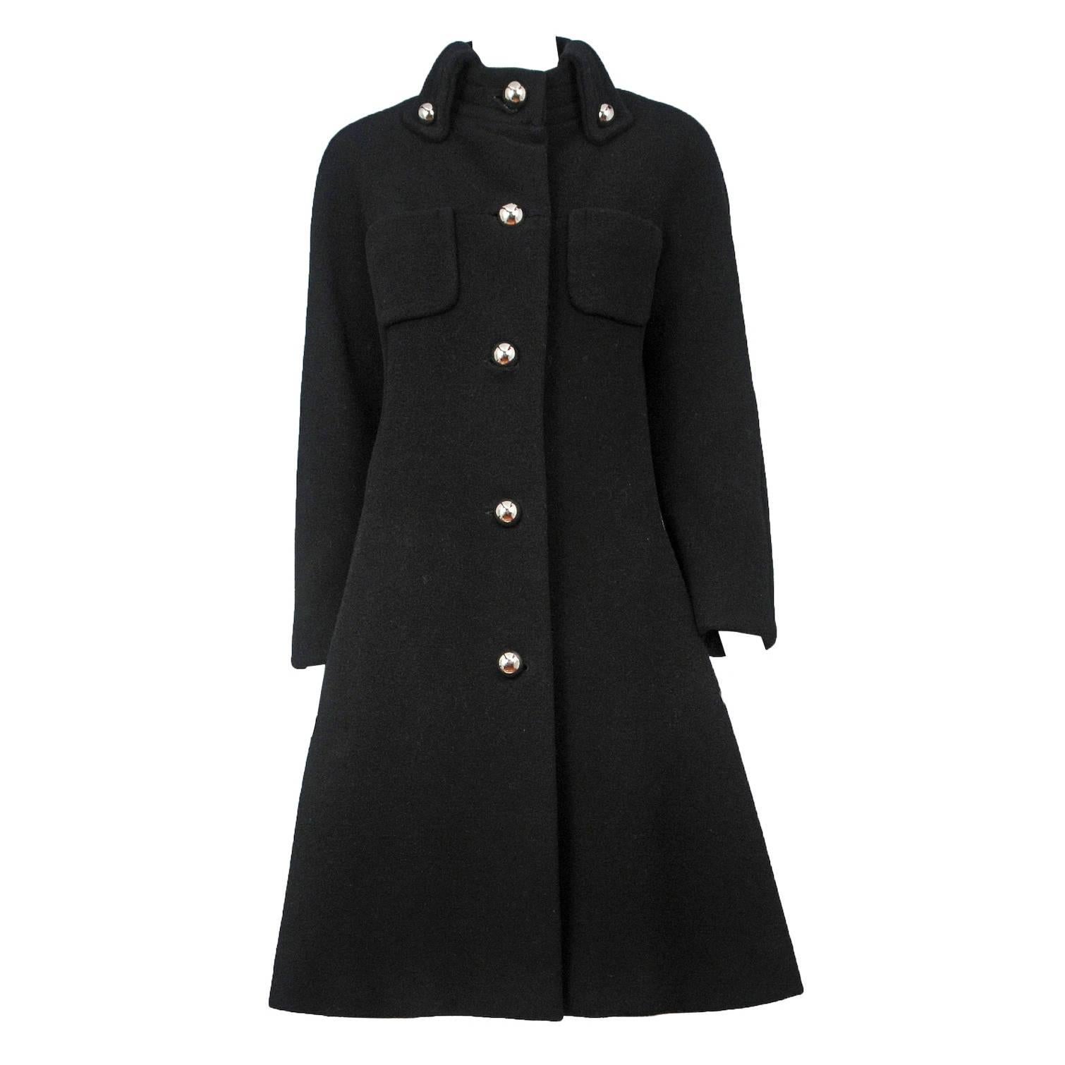 Pierre Cardin Black Wool Coat