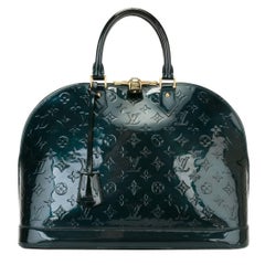 Louis Vuitton Black Patent Calfskin Monogram Lace Alma PM 88lk323s at  1stDibs