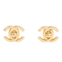 Chanel Vintage CC Logo Turnlock Earrings 