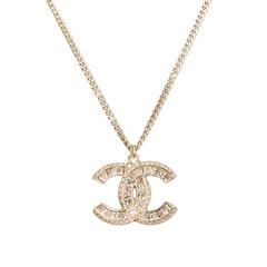 Chanel Swarovski Crystal Logo Pendant Necklace