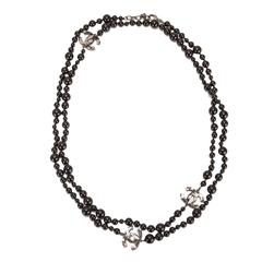 Chanel Black Around The World Map Extra Long Sautoir Necklace