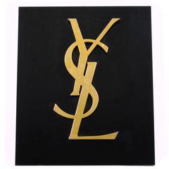 Vintage Yves Saint Laurent Store Display Sign Huge YSL Logo on Black Lucite