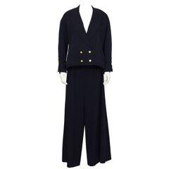 Vintage 1980's Chanel Wool Navy Pantsuit 