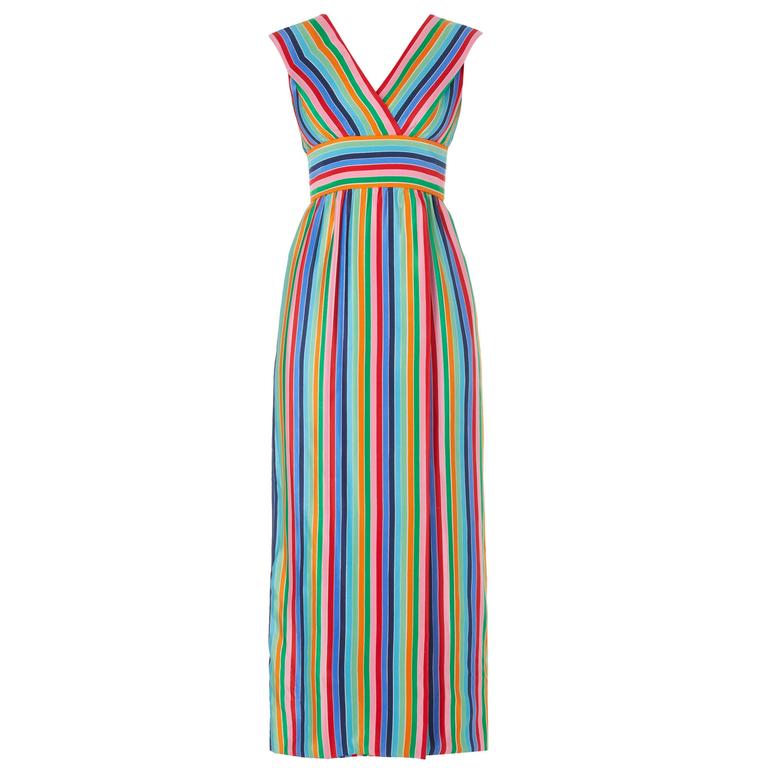 Mollie Parnis multicoloured stripe dress, circa 1968 at 1stDibs