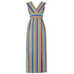 Vintage Mollie Parnis multicoloured stripe dress, circa 1968