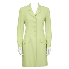 1997 Spring Chanel Chartreuse Dress and Coat Ensemble 