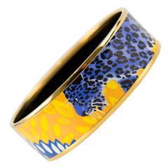 Hermes Bracelet email Jungle of Eden plaque Gold Pollen et Azur L 2016