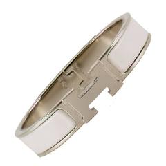 Hermes  Bracelet Clic H White Laton Paladio PM 2016
