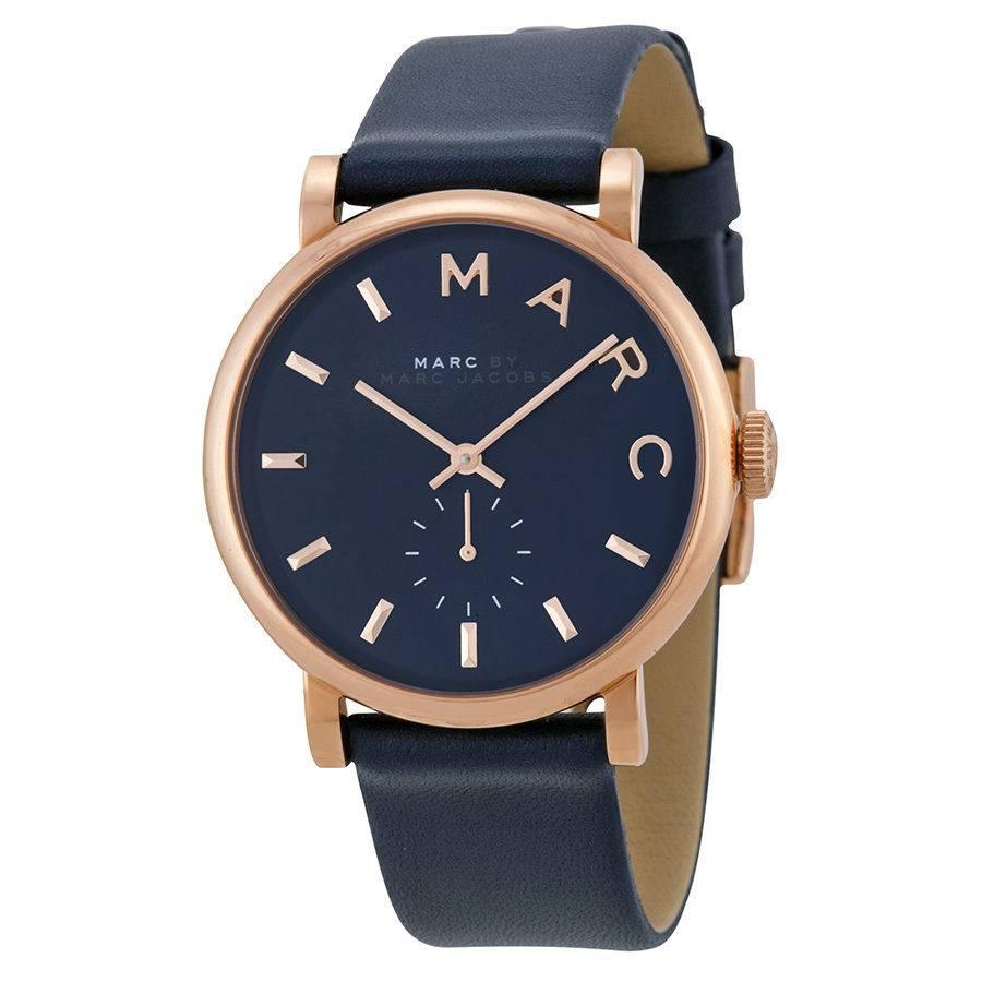Marc by Marc Jacobs Baker Navy Dial Navy Leather Ladies Watch MBM1329 For Sale