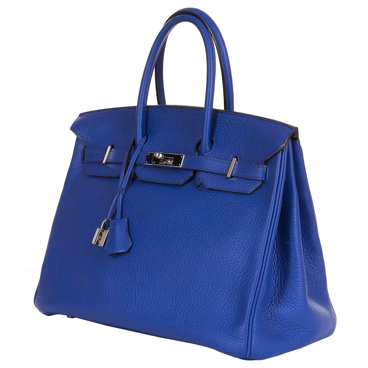 PRISTINE Hermes 35cm 'Bleu Electrique' Togo Birkin Bag with Palladium Hardware