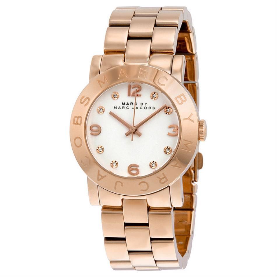 Marc by Marc Jacobs Amy White Dial Pink Gold-Tone Stainless Steel Ladies Watch M For Sale