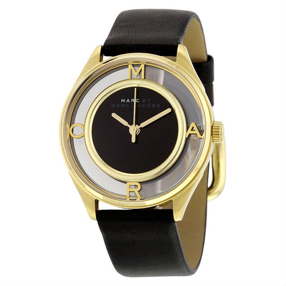 Marc by Marc Jacobs Women's Tether Black Leather Strap Watch 36mm MBM1376 For Sale