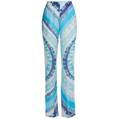 Emilio Pucci Signature Print Silk Pants 10