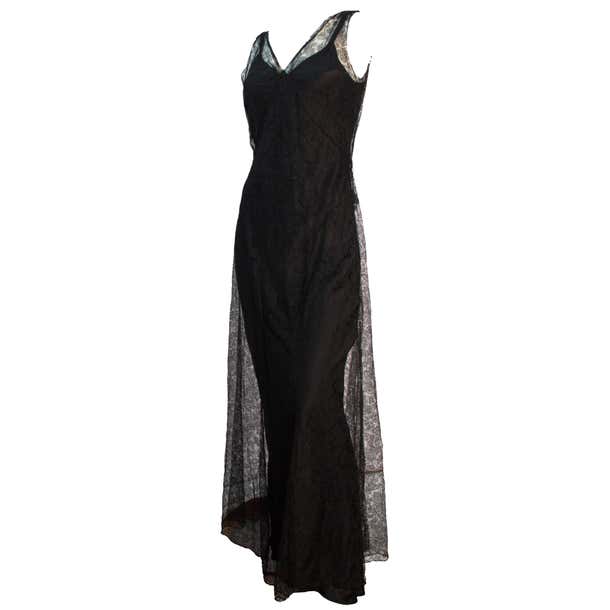 30s Black Lace Evening Gown For Sale at 1stDibs | black lace evening ...