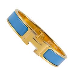 Hermes Bracelet Clic H Blue Ciel size PM Plaque Gold 2016 