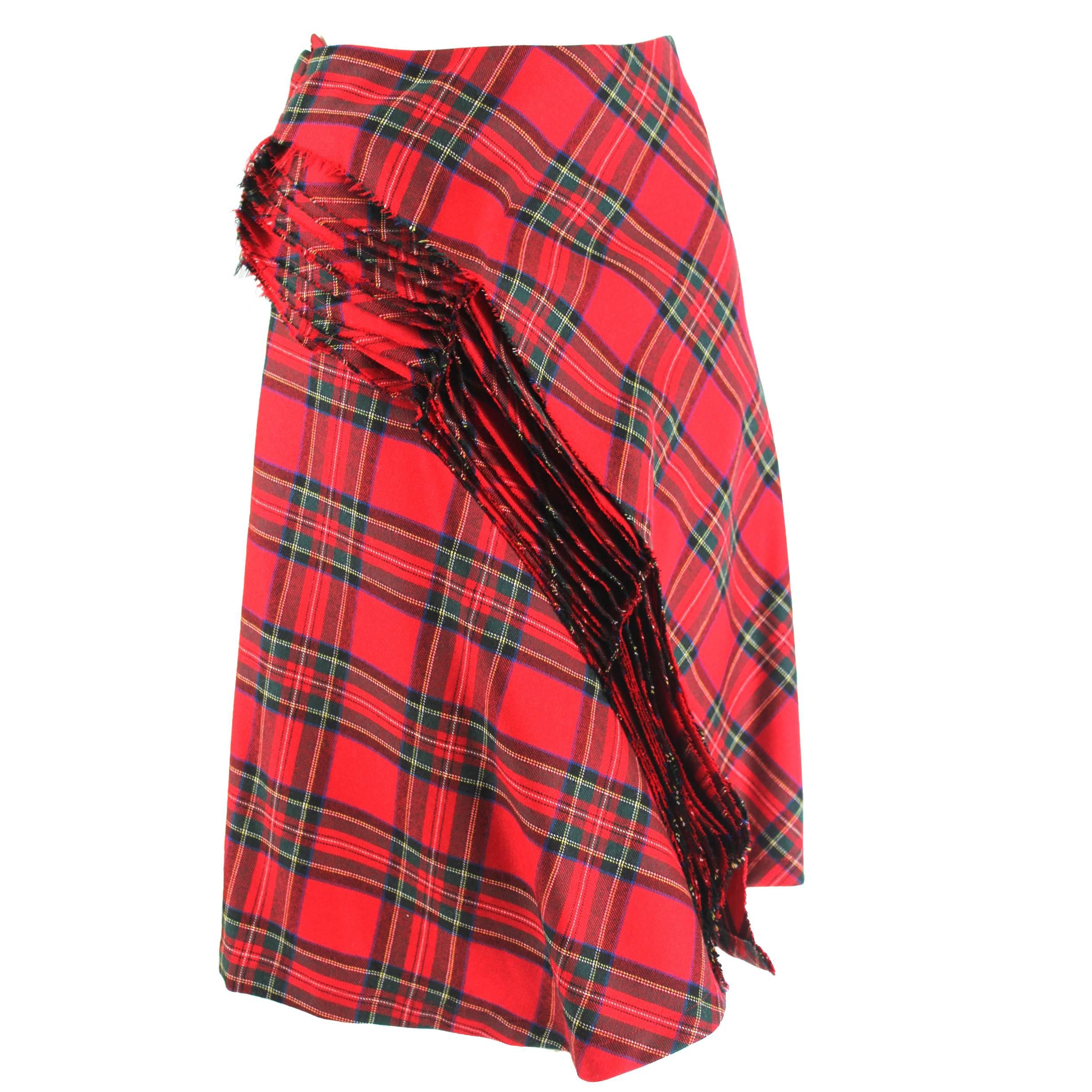 Junya Watanabe AD 2000 Shredded Tartan Skirt