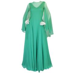 Vintage 1970s Stavropoulos Couture Romantic Layered Silk Chiffon Dress