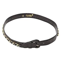 Black Chanel Leather & Chainlink Belt