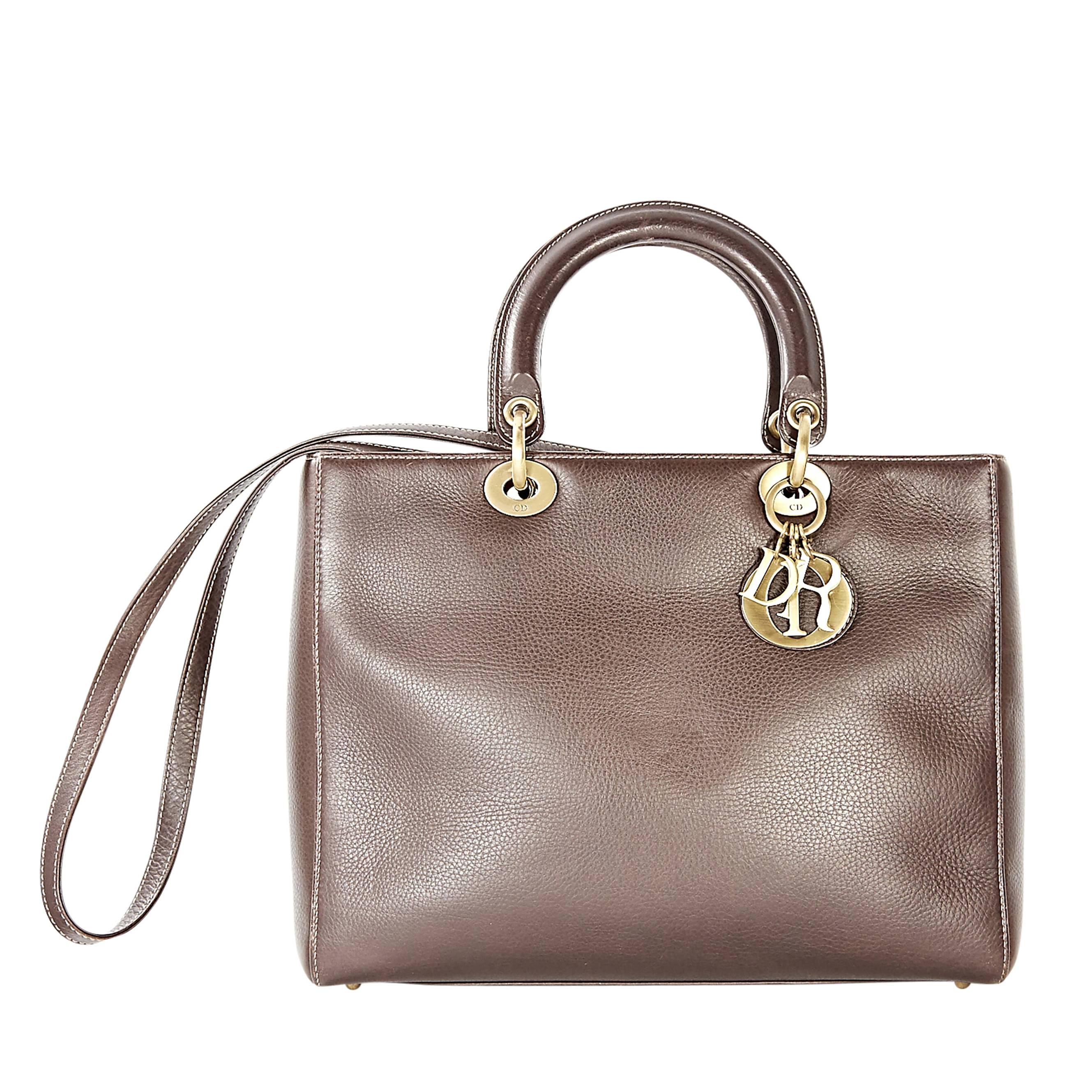 Brown Christian Dior Leather Satchel