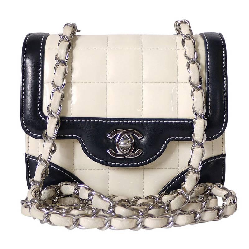 Vintage Chanel Bicolor Mini Classic Crossbody Flap Bag