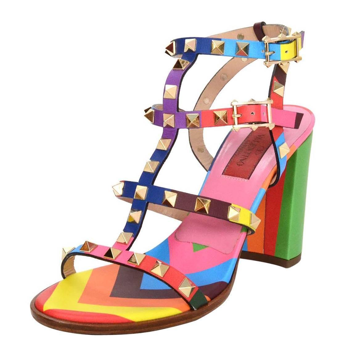 Valentino Rainbow Leather Rockstud City Sandals sz 37 For Sale at 1stDibs | valentino  rainbow rockstud, valentino rainbow sandals, valentino rockstud 37