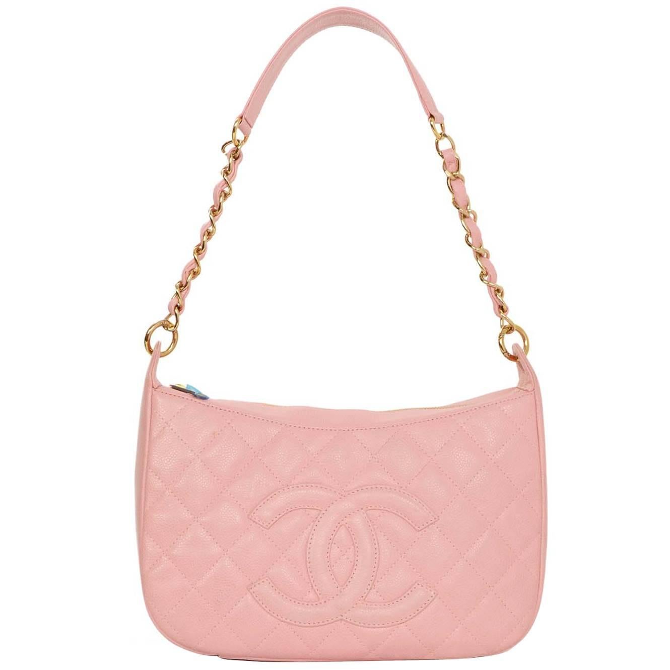 Chanel Pink Caviar Leather Timeless CC Shoulder Bag GHW