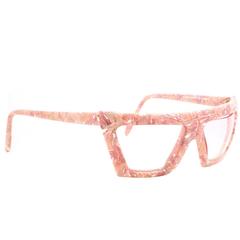 Karl Lagerfeld 87 Pink White Marbled Geometric Sunglasses