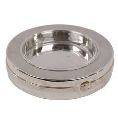 GUCCI VINTAGE Silver Metal ROUND ASHTRAY with Glass Tray