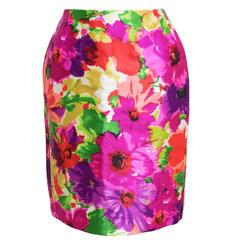Balenciaga Floral Print High-waisted Neoprene  Skirt