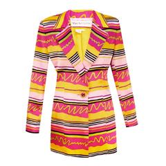 Mary Ann Restivo Vintage Silk Abstract Striped Jacket