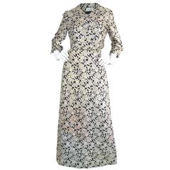 Vintage 1960's Frederick Starke Gold Lamé Brocade Evening Dress & Jacket Set