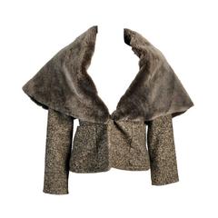 Vintage Krizia Wool Jacket with Massive Shearling Fur Collar