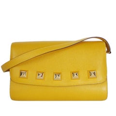 Rare Vintage Hermes Medor 2way Clutch Shoulder Bag Yellow 