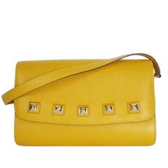 Rare Vintage Hermes Medor 2way Clutch Shoulder Bag Yellow 10
