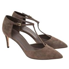 Gucci Grey Suede Heeled Sandals 7