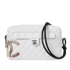 Chanel Cambon Python Quilted Camera Bag White