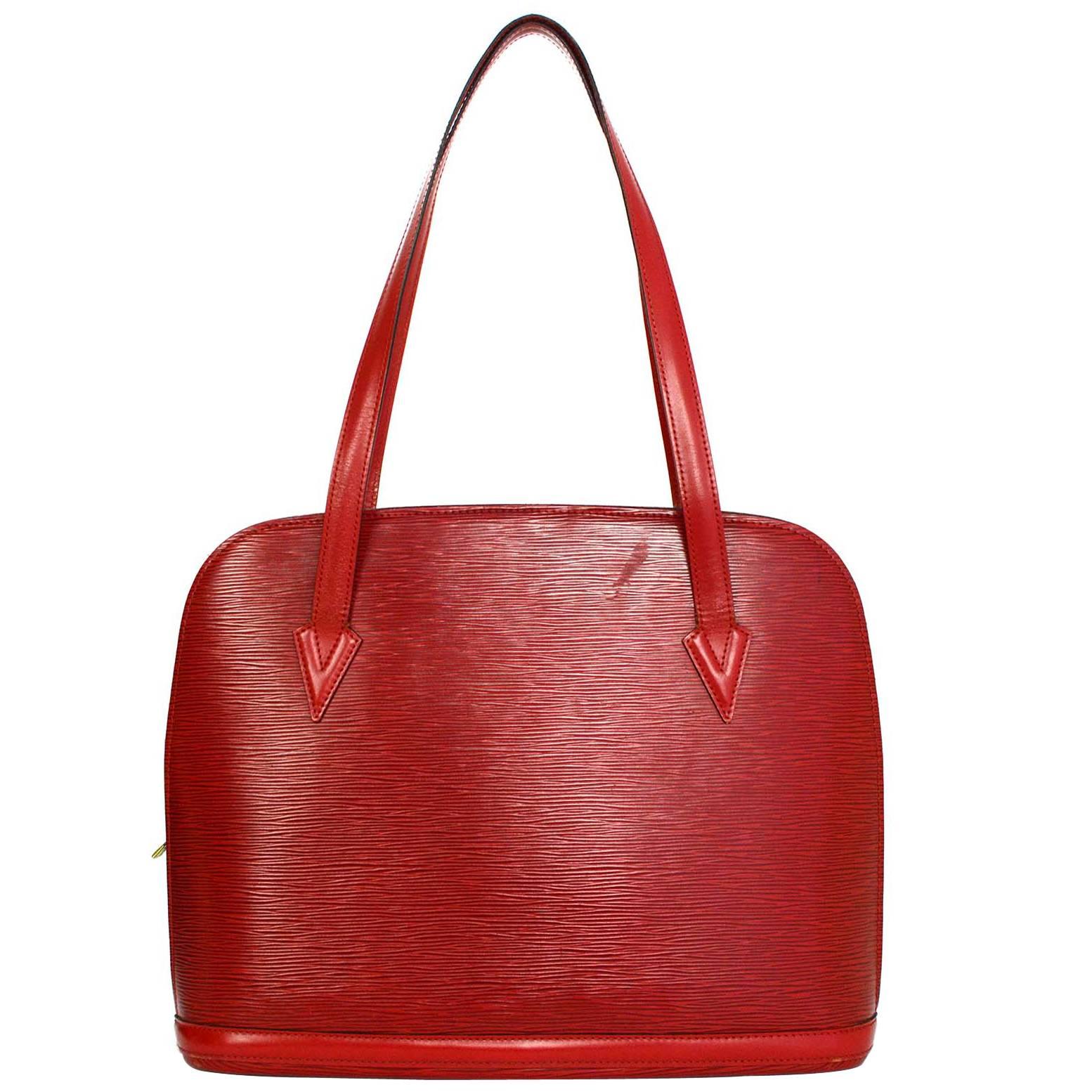 Louis Vuitton Red Epi Leather Vintage Lussac Tote Bag