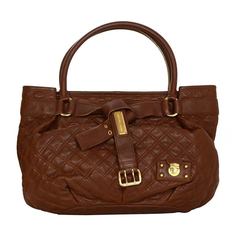 Marc Jacobs Brown Quilted Leather Tote Bag GHW For Sale at 1stDibs