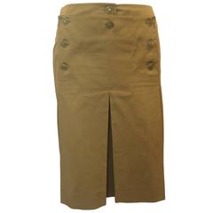 Chanel Olive Skirt with Pleating and Lucite Buttons - 36 - 02 P 1